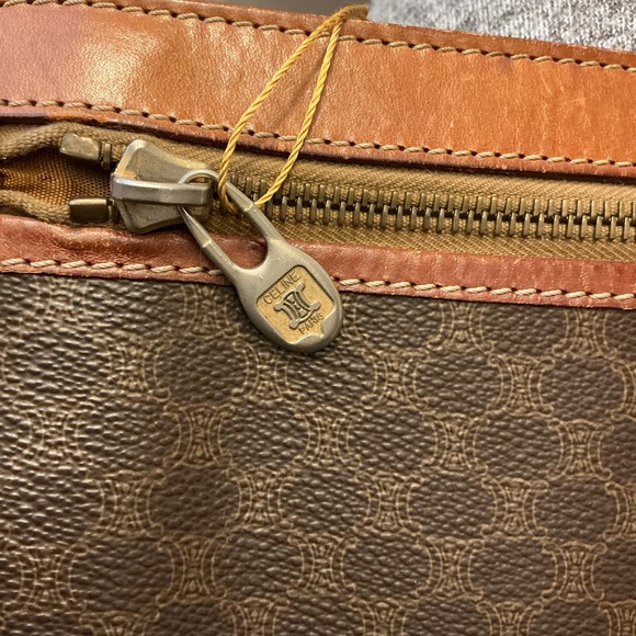 CELINE Paris Vintage Macadam Wristlet / Clutch – Brown Coated Canvas & Leather - Picture 7 of 9